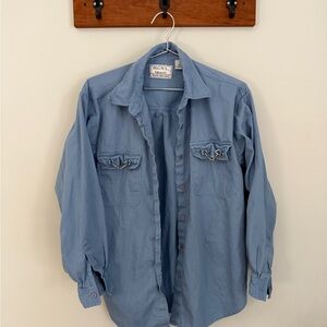 HGNY Jeans Blue 100% Cotton Button-Up Shirt — M Equine Old Money Vibe